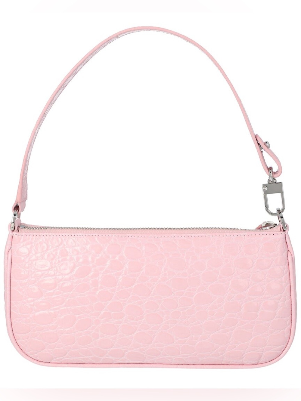 BY FAR RACHEL CROC EMBOSSED LEATHER SHOULDER BAG